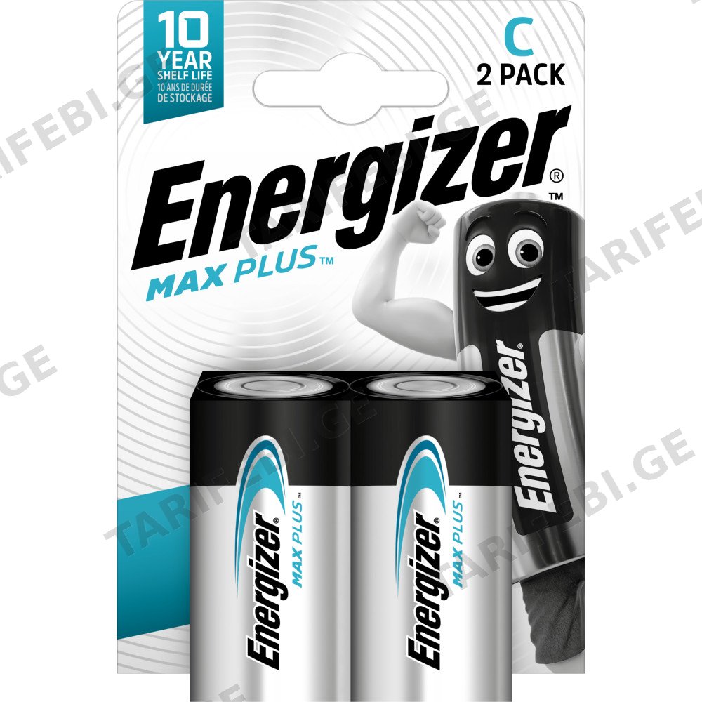 ელემენტი Energizer Max Plus C ტუტე (2 ცალი)