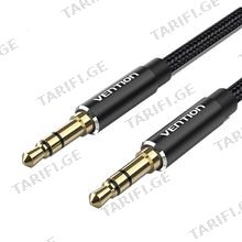VENTION BAWBF Cotton Braided 3.5mm Male to Male Audio Cable 1M Black Aluminum Alloy Type