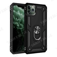 iPhone 11 Pro Max Sofia Ring Case სილიკონის ქეისი ბეჭდით - შავი