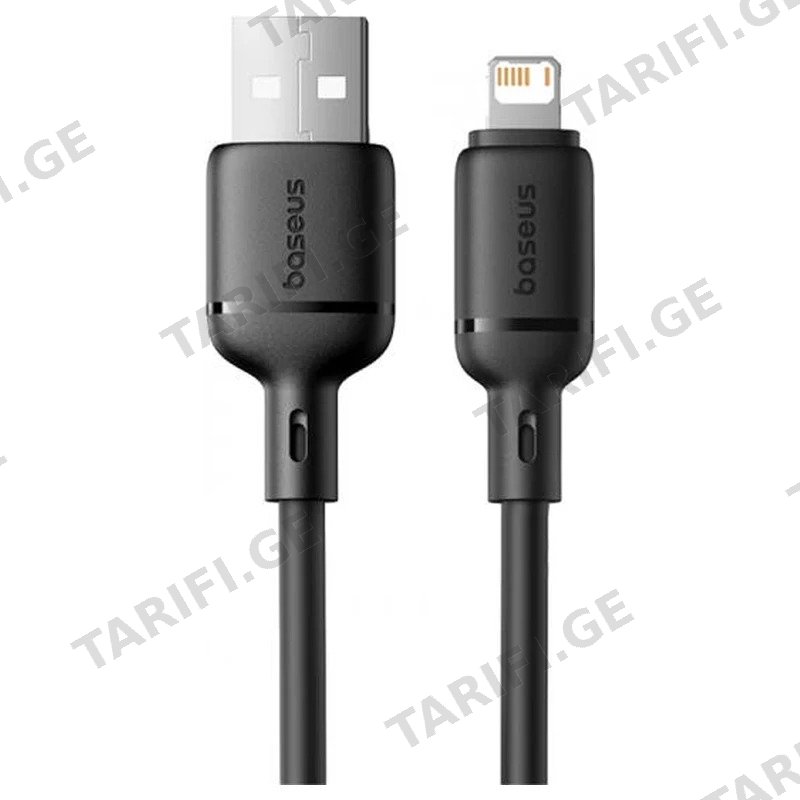 სწრაფი დატენვის კაბელი BASEUS SILKY SERIES P10377702113-00 USB TO LIGHTNING 2.4A 1მ შავი Cluster Black