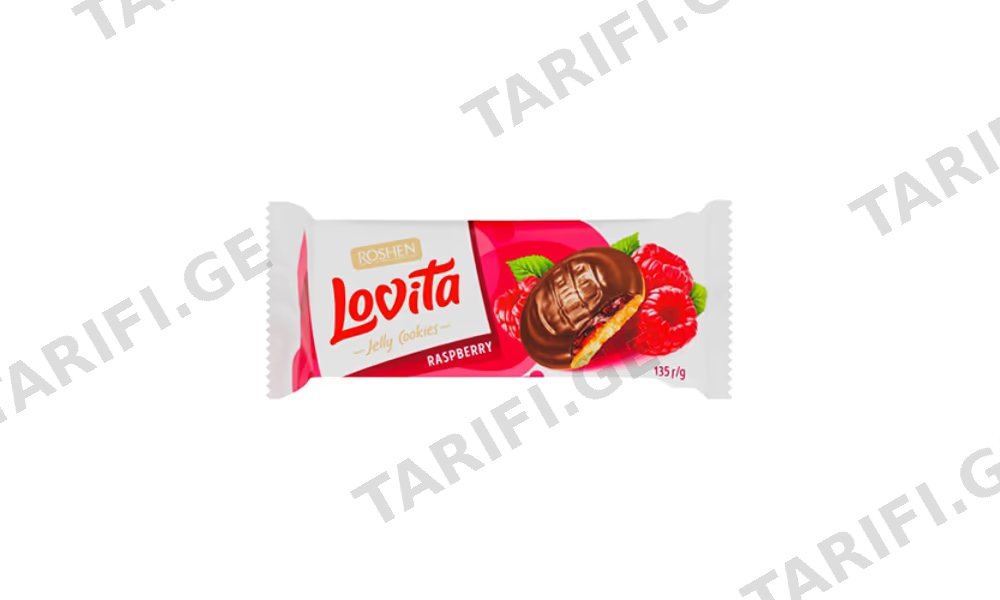 ორცხობილა Lovita ჟელეს შიგთავსით ჟოლოს გემოთი 135 გრ