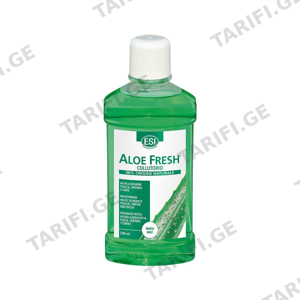 პირის ღრუს სავლები ალკოჰოლით Aloe Fresh Mint 500 მლ ესი - ESI