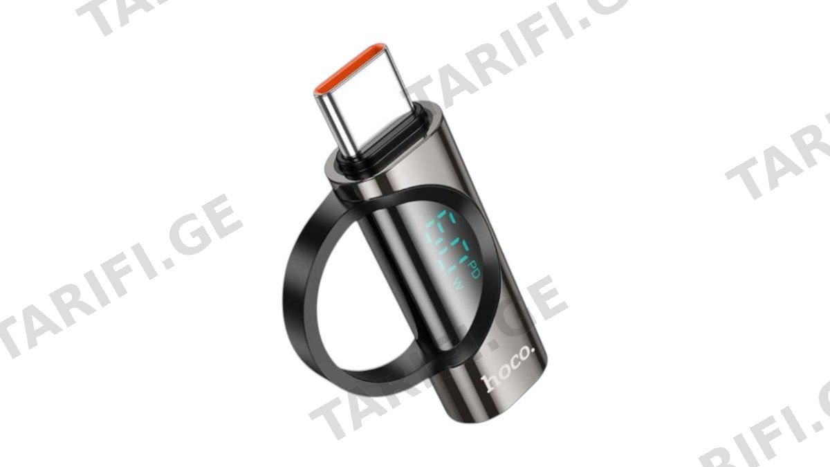 Hoco. UA32A USB-C To iP Male-To-Female Adapter With Display 60W