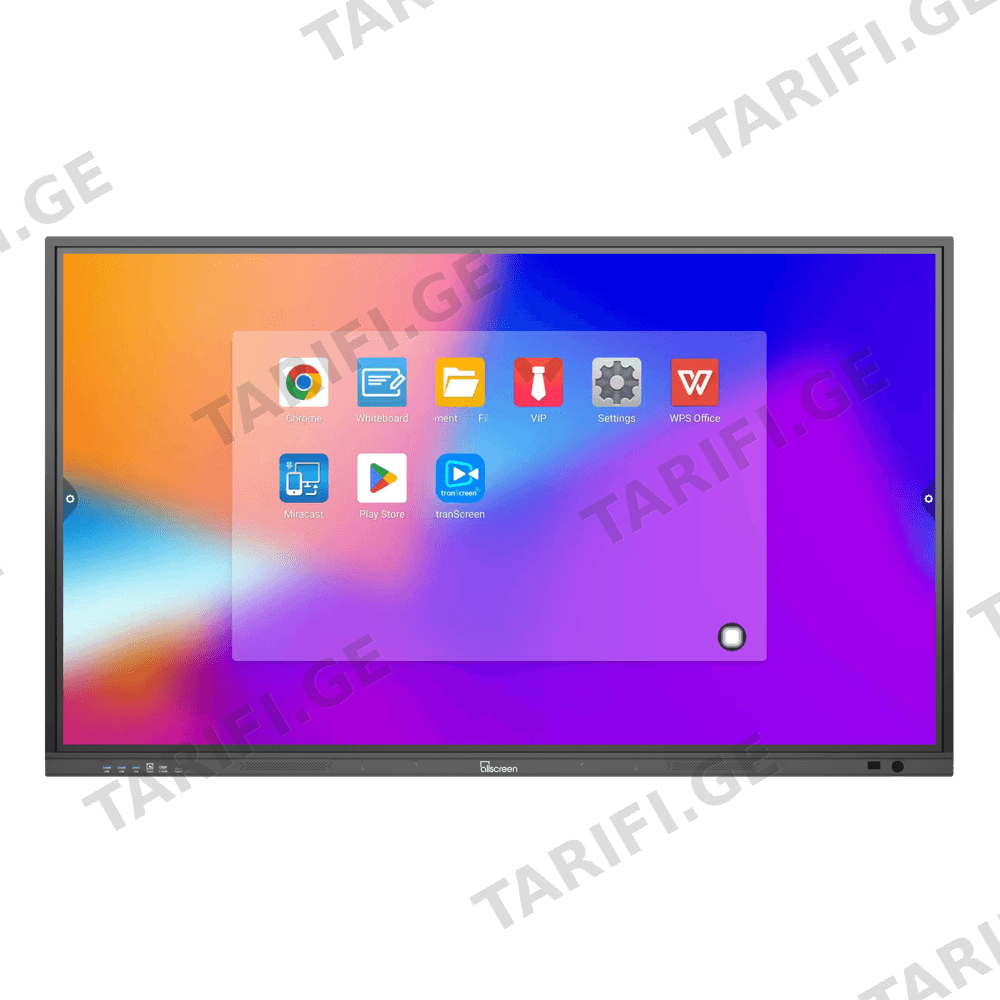 ინტერაქტიული ეკრანი Allscreen Interactive Flat Panels SB-86A14-8/128, 86” 4K, Android 14, RAM 8GB, 128GB, Smart Board, Black