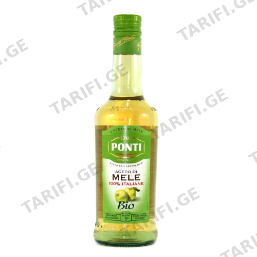 ძმარი ვაშლის - PONTI გაფილტრული BIO 500მლ 2690 Aceto mele Biologico Ponti 500ml
