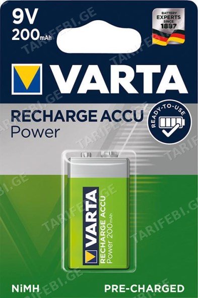 აკუმულატორი VARTA Ready to use 9V 6LR61 200 mAh 1 ც