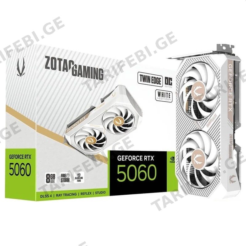 ვიდეო დაფა ZOTAC GEFORCE RTX 5060 TWIN EDGE OC WHITE EDITION 8GB GDDR7