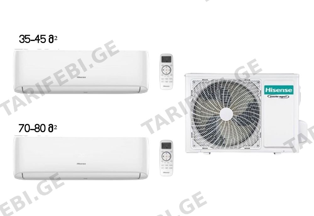 მულტი სპლიტ კონდიციონერი Hisense AMW3-24U4RJC+ AST-12UW4RVEDJ00H+AST-18UW4RXADJ03 ინვერტერი შიდა და გარე ბლოკი