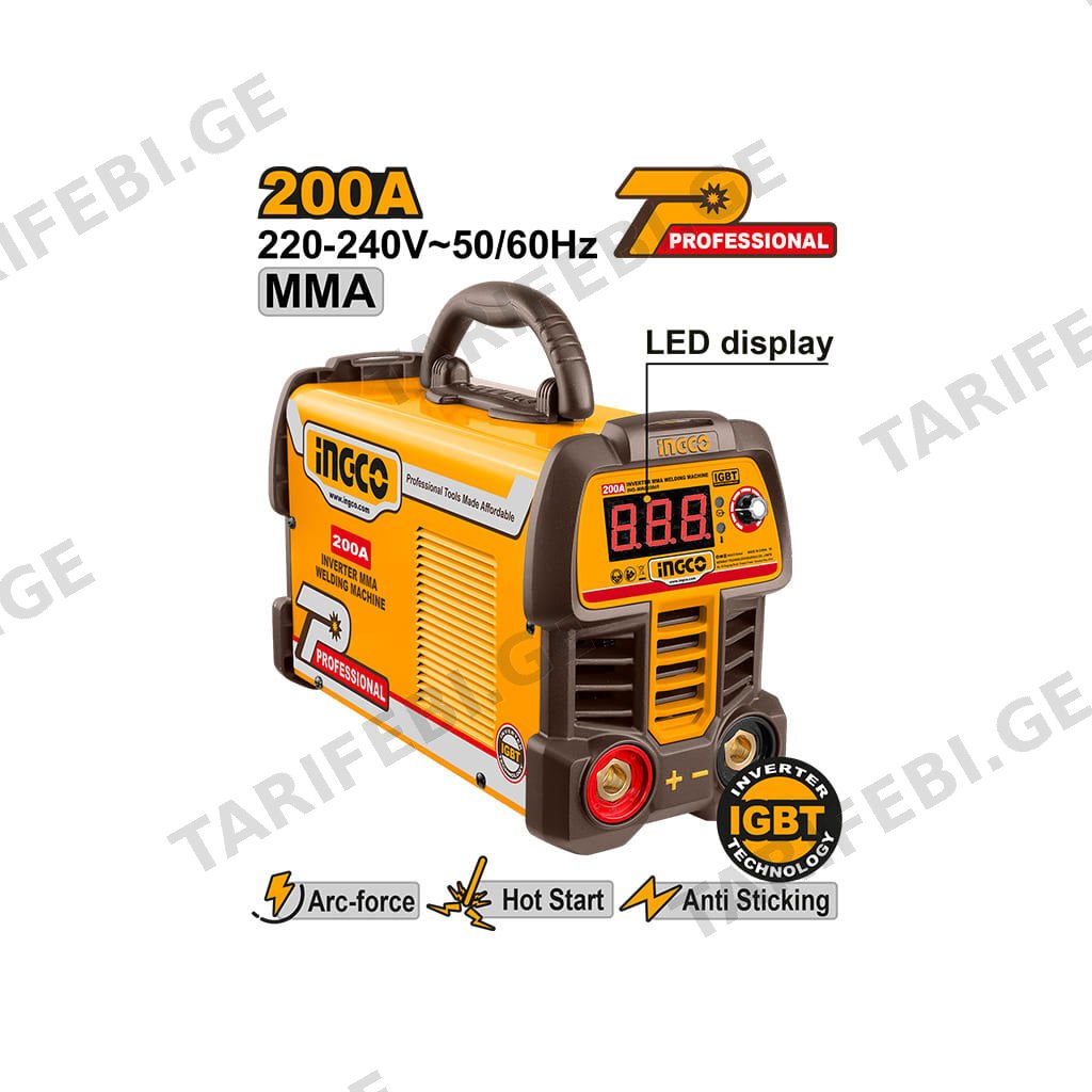 შედუღების აპარატი 200A (ლითონის) Proline INGCO (ING-MMA20069)