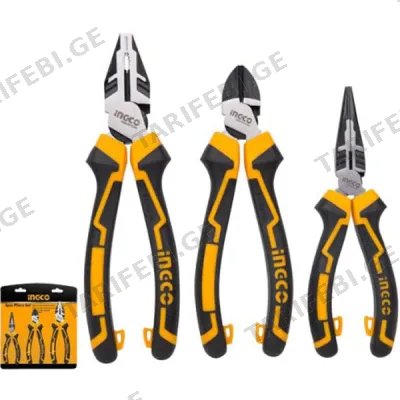 ბრტყელტუჩას 3ც-ნი კომპლექტი 8"/200mm,7"/180mm, 6"/160mm INGCO (HKHLPS2831)