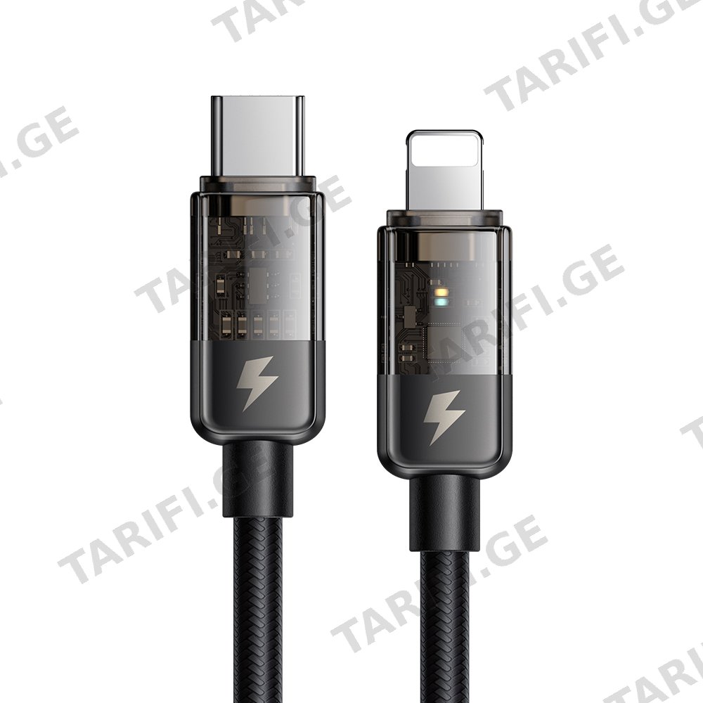 კაბელი Mcdodo Auto Power Off 36W Type-C to Lightning Transparent Data Cable 1.2m CA-3160