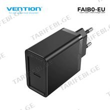 VENTION FAIB0-EU 1-port USB-C Wall Charger(30W) EU-Plug Black