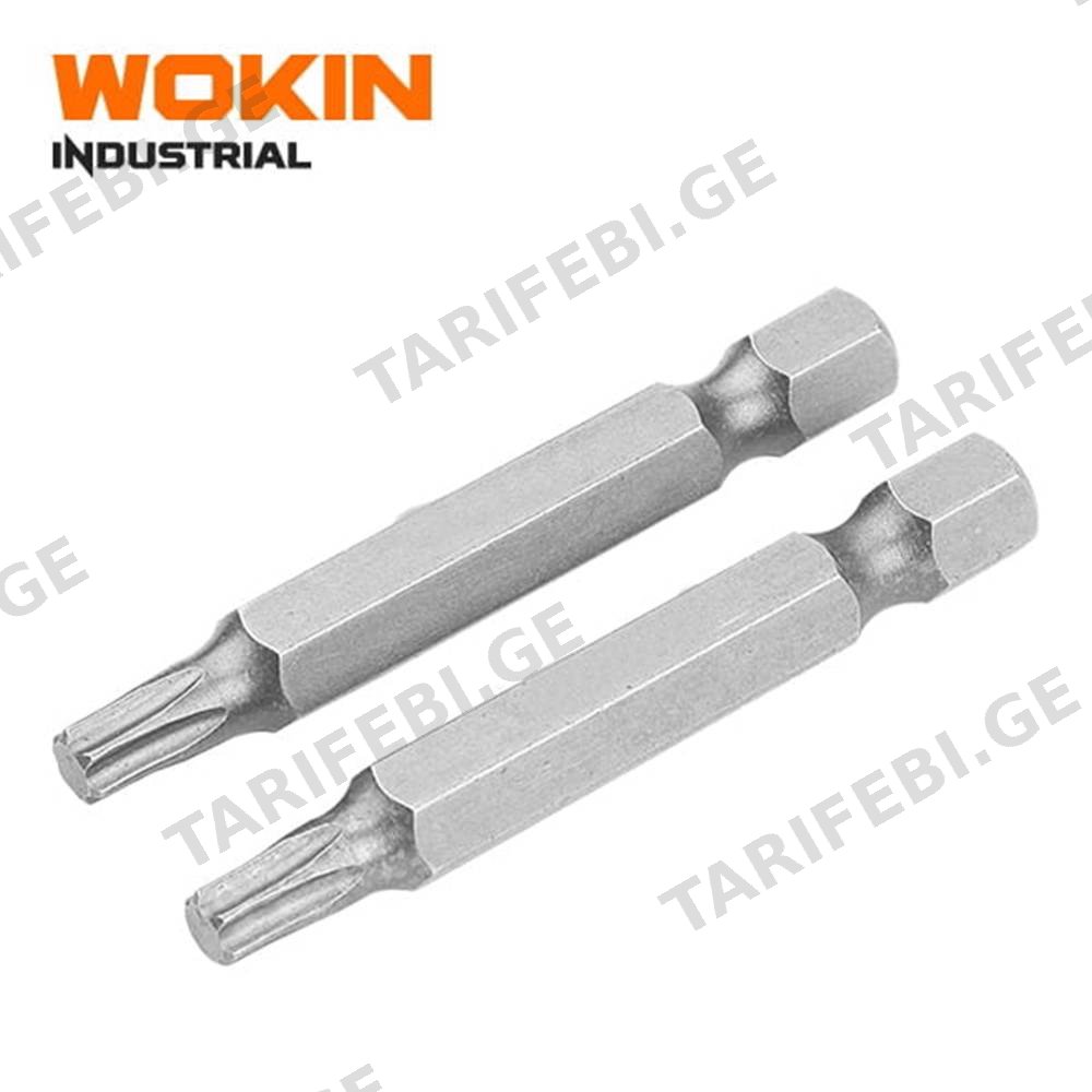 სახრახნისის საცვლელი პირები Wokin 210930, 2Pcs, T30, 50MM, Screwdriver Bit Set (INDUSTRIAL), Silver