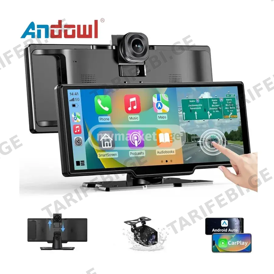 ვიდეო რეგისტრატორი car play android auto 4K car dvr
