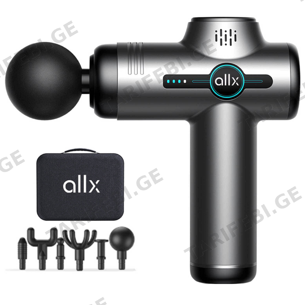 ელექტრო მასაჟორი ALLX AXM-324G, 18W, 3200Rpm, Mini Massage Gun, Gray