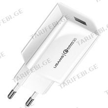 USAMS T22 Single USB QC3.0 Travel Charger (EU) ადაპტერი