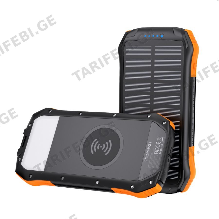 დამტენი მოწყობილებობები Choetech B659 10000MAH Wireless Solar Power Bank