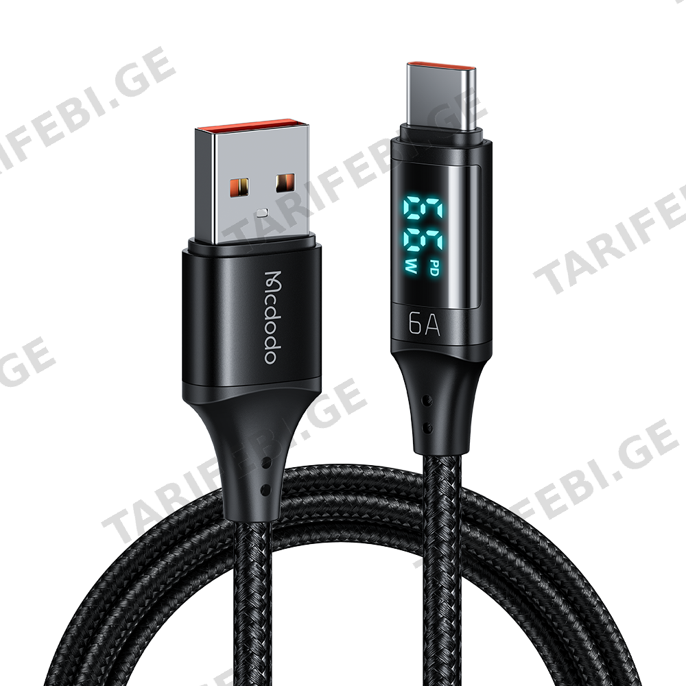 კაბელი Mcdodo Digital Display Type-C 6A Data Cable 1.2m CA-1080