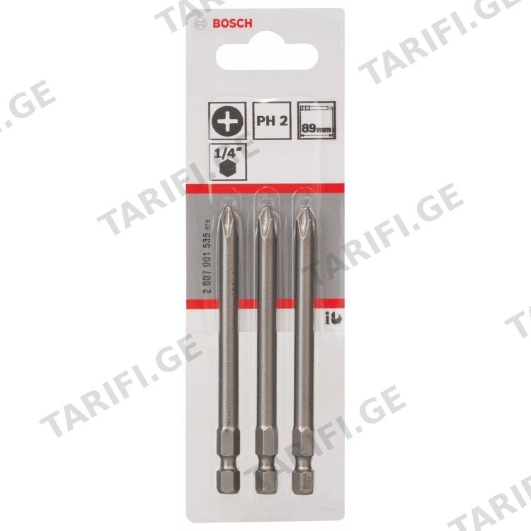 ბიტების ნაკრები Bosch 2607001535 PH2 89 მმ 3 ც