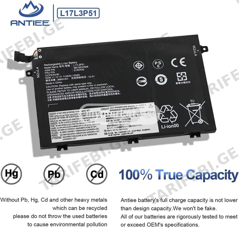 Lenovo E480 E580 E590 E14 E15 L17L3P51 L17M3P52 battery