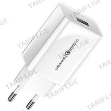 USAMS T22 Single USB QC3.0 Travel Charger (EU) ადაპტერი