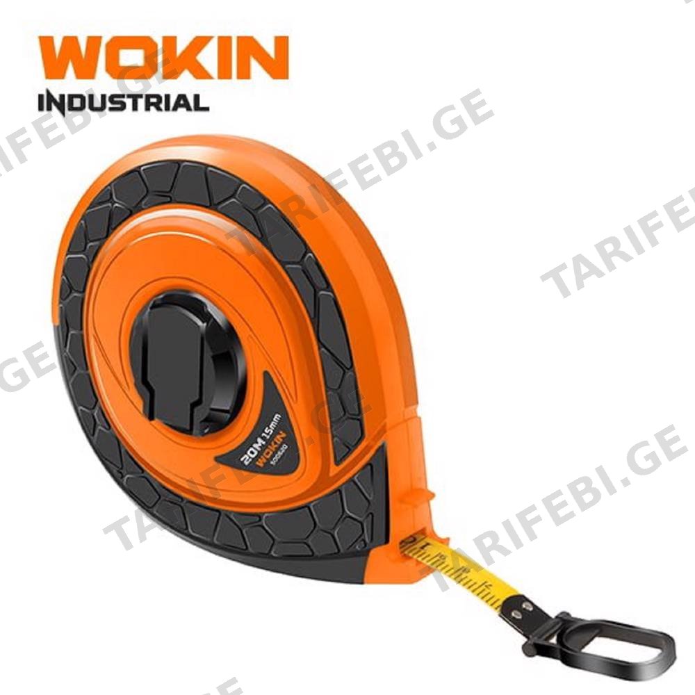 საზომი ლენტი Wokin 500630, 30mx15mm, Fibreglass Measuring Tape (INDUSTRIAL), Yellow
