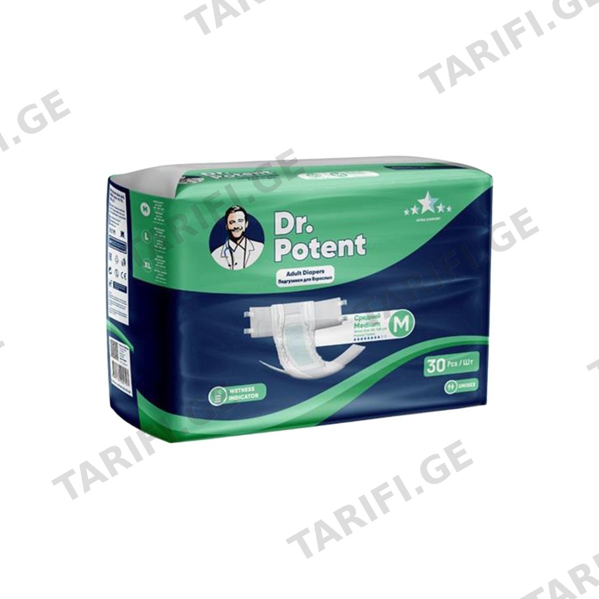 მოზრდილის საფენი M 30 ცალი 5780 დოქტორ პოტენტი - Dr. Potent