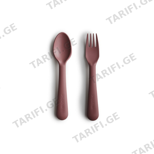 მუში - ჩანგალი და კოვზი ბორდოსფერი #2 0 Mushie Fork B Spoon - Woodchuck