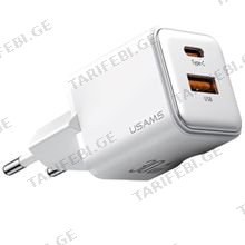 Usams CC189 PD 30W+QC3.0 A+C Dual-Port Mini Fast Charger ადაპტერი