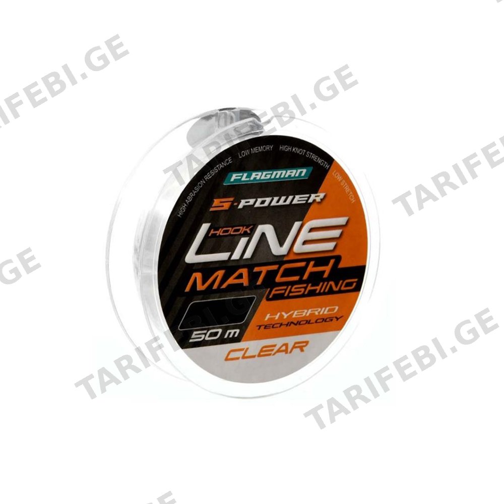 ძუა Flagman S-POWER HOOK LINE NEW 0,16mm 50m CLEAR