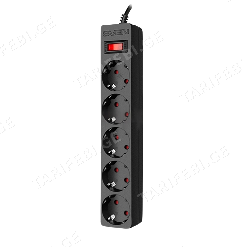 დამაგრძელებელი ქსელის დამცავი SVEN SF-05E 1.8m 2300W black SV-021559