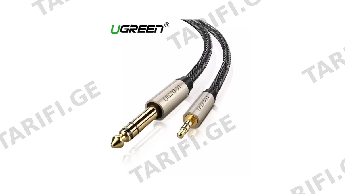 აუდიო კაბელი UGREEN AV127 (10629) 3.5mm to 6.35mm TRS Stereo Audio Cable 3m, Gray