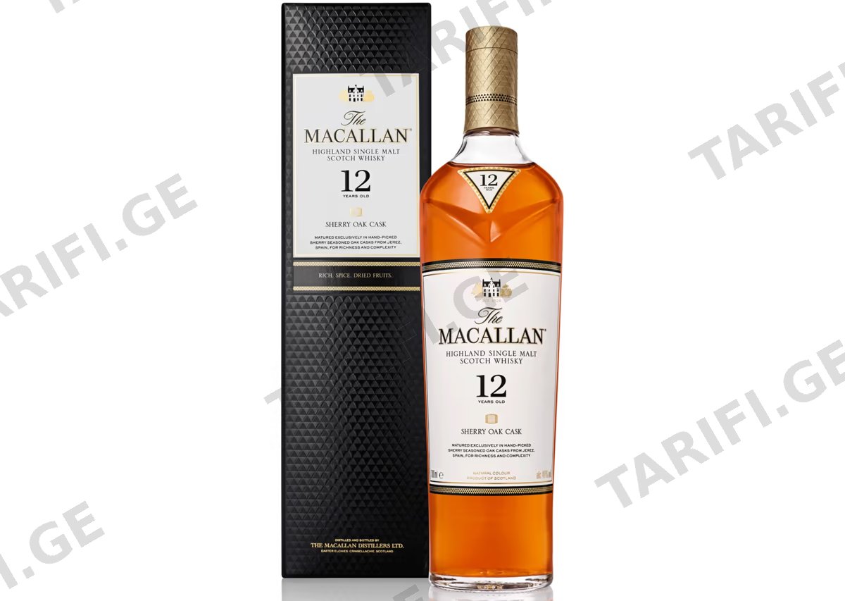 შოტლანდიური ერთალაოიანი ვისკი Macallan Fine Oak, 12 წლიანი - 0.7L