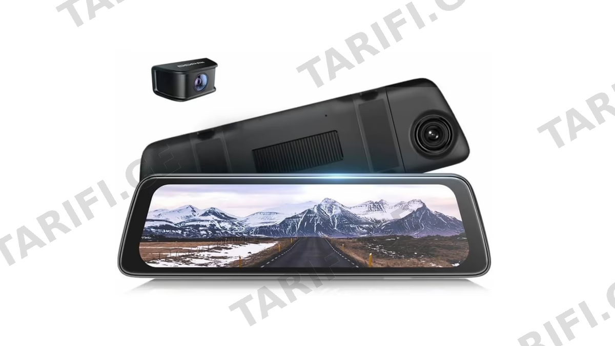 მანქანის ვიდეო რეგისტრატორი DDPAI Mola E3, 130° WIFI, 9.35" Full Touch Screen Streaming Rear View Mirror, Car Video Recorder, Black