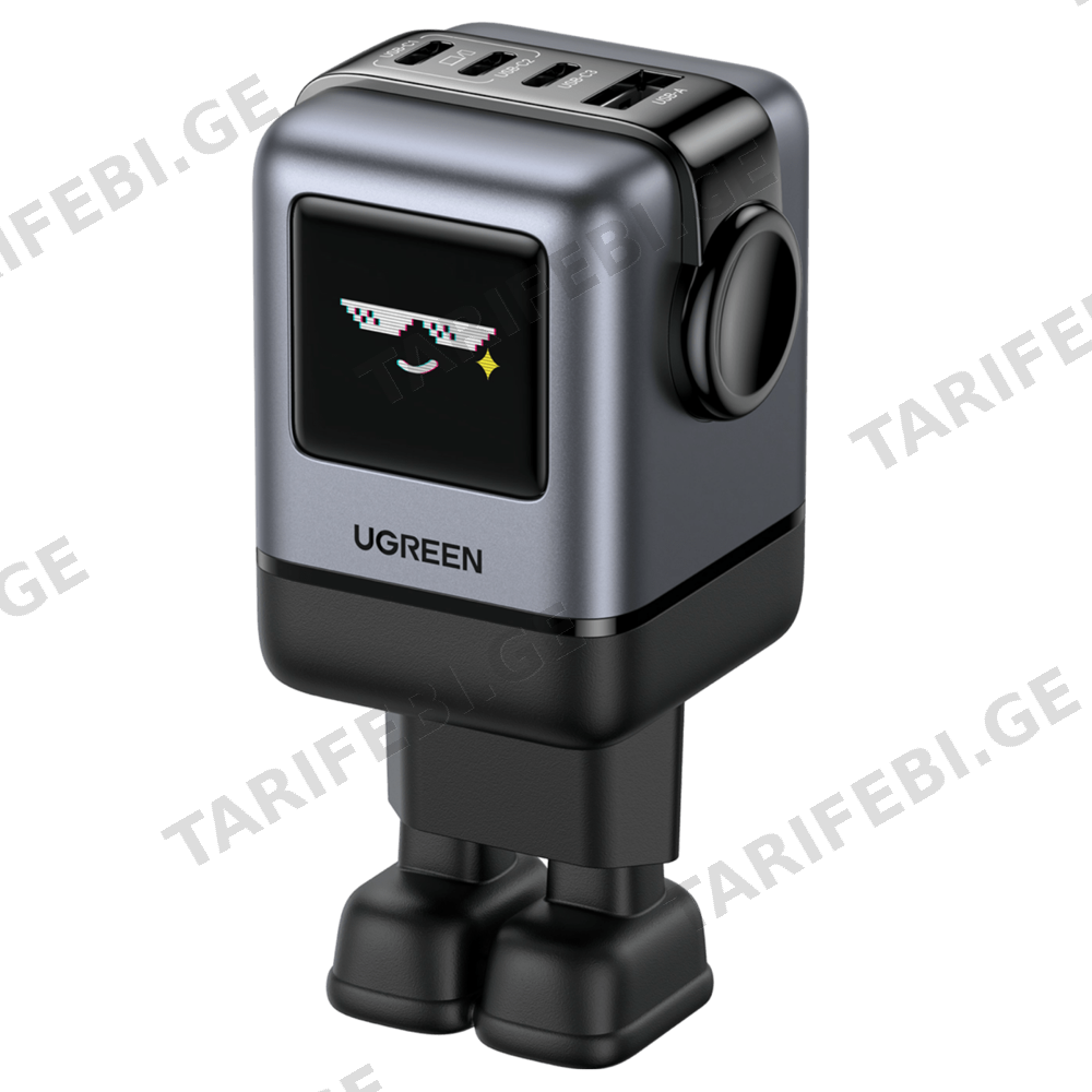 მობილურის დამტენი UGREEN X688 (45515B) Nexode Uno RobotGaN, 100W, USB, Type-C, Phone Charger, Grey