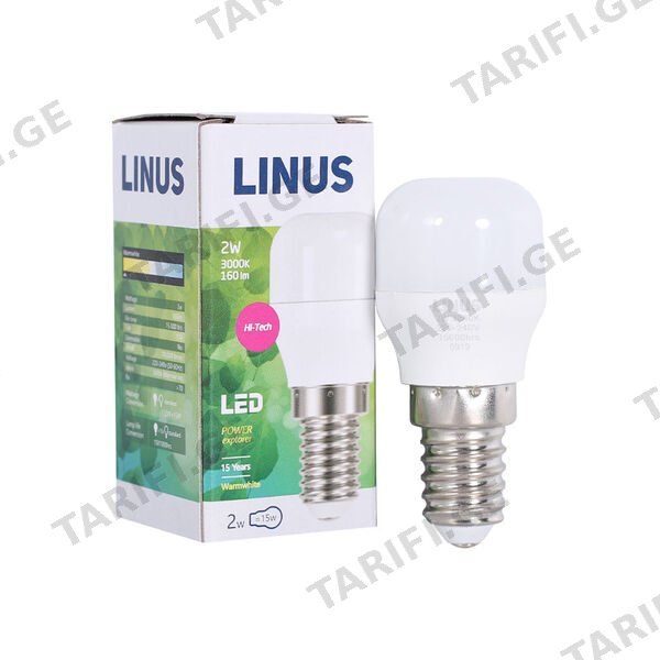LED ნათურა ეკო 2ვტ 3000კ LINUS E14 Lin40-0884
