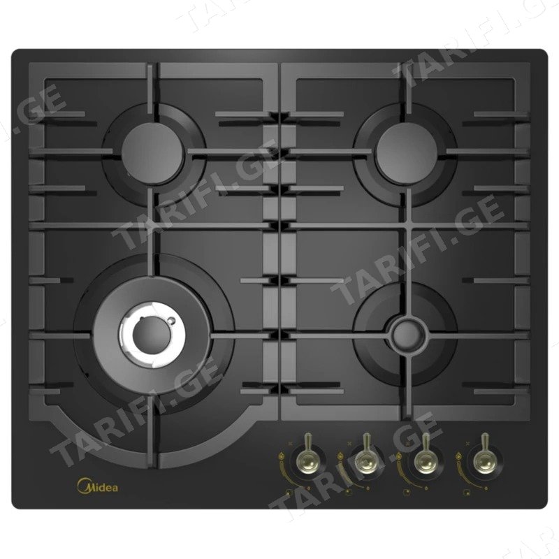 ჩასაშენებელი ქურის ზედაპირი გაზის MIDEA MG696TRGB-B 4 კონფორიანი შავი