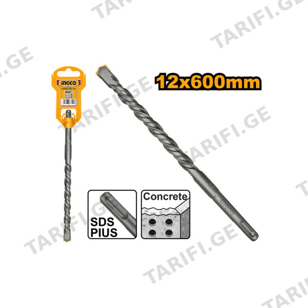ბეტონის ბურღი 12X600 მმ SDS+ DBH1211206 INGCO