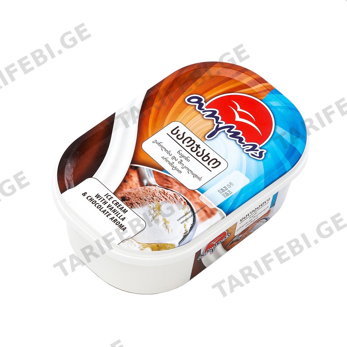 ნაყინი საოჯახო "თოლია" ვანილი/შოკოლადი 1000მლ