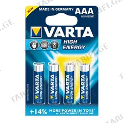 ელემენტი VARTA High Energy AAA Alkaline 4 ც