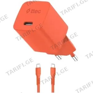 Ttec SmartCharger Gan 45W AVS PD Travel Fast Charger+USB-C 60W Cable 2SCG45CNT