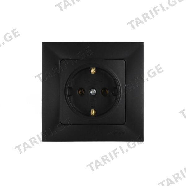 1 განყოფილებიანი როზეტი დამიწებით, შავი 16A 250V Almera WEST Socket With Side Earth 93092201