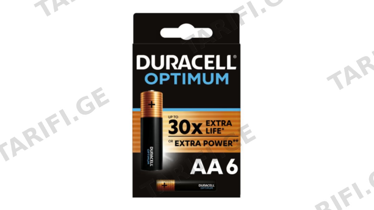 "Duracell"- ელემენტი ოპტიმუმი AA6BKP CEE 3LDU ALK OPT AA6BKP CEE 3L