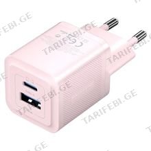 VENTION FEQP0-EU 2-Port USB (C + A) GaN Charger (30W/30W) EU-Plug Pink