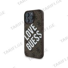 Guess PU 4G Hard Case With Big Love Guess Logo For iPhone 16 Pro GUHCP16LP4PLGWW Brown მობილური ტელეფონის ქეისი