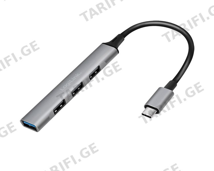 USB ჰაბი Logilink UA0392 USB3.2 Type-C 4-port Slim Hub With Aluminum Casing