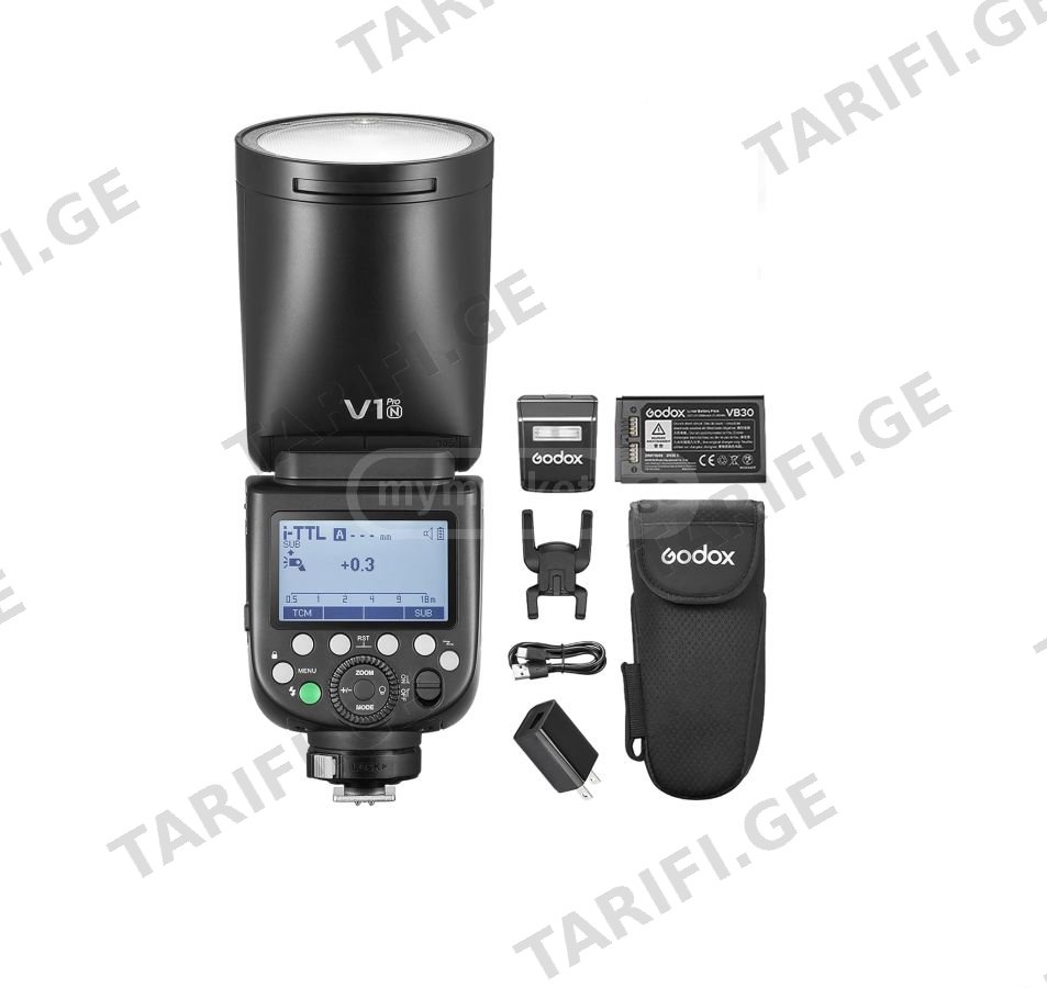 Godox V1Pro-N ფლეშ განათება ნიკონისთვის(ახალი) TTL/HSS