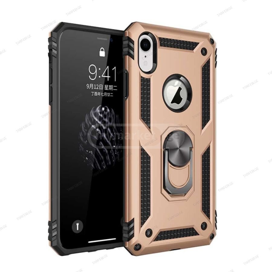 iPhone XR Sofia Ring Case სილიკონის ქეისი ბეჭდით - ოქრო