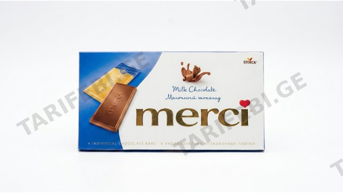 შოკოლადის ფილა / Merci Bar / რძიანი შოკოლადი / 100გრ