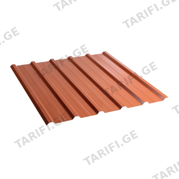 პროფილირებული ფერადი თუნუქის სახურავი 0.5X1180 პრიალა RAL 8004 NOVA